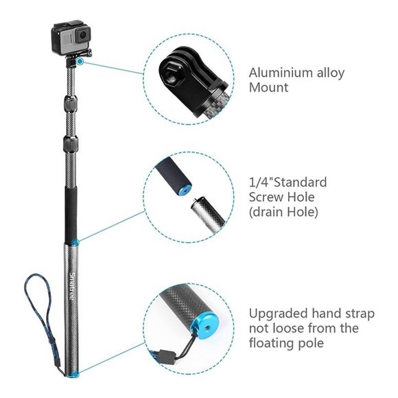 Smatree S3C Carbon Fiber Detachable Extendable Floating Pole for GoPro Hero *NEW - Picture 6 of 9